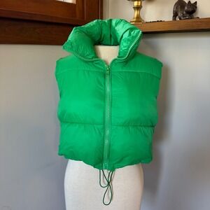 Cropped‎ Puffer Vest Bright Green Size Small Outerwear Streetwear